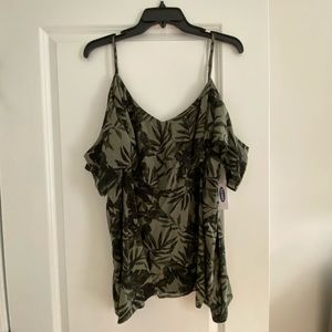 Soft-Woven Ruffled Cold-Shoulder Cami